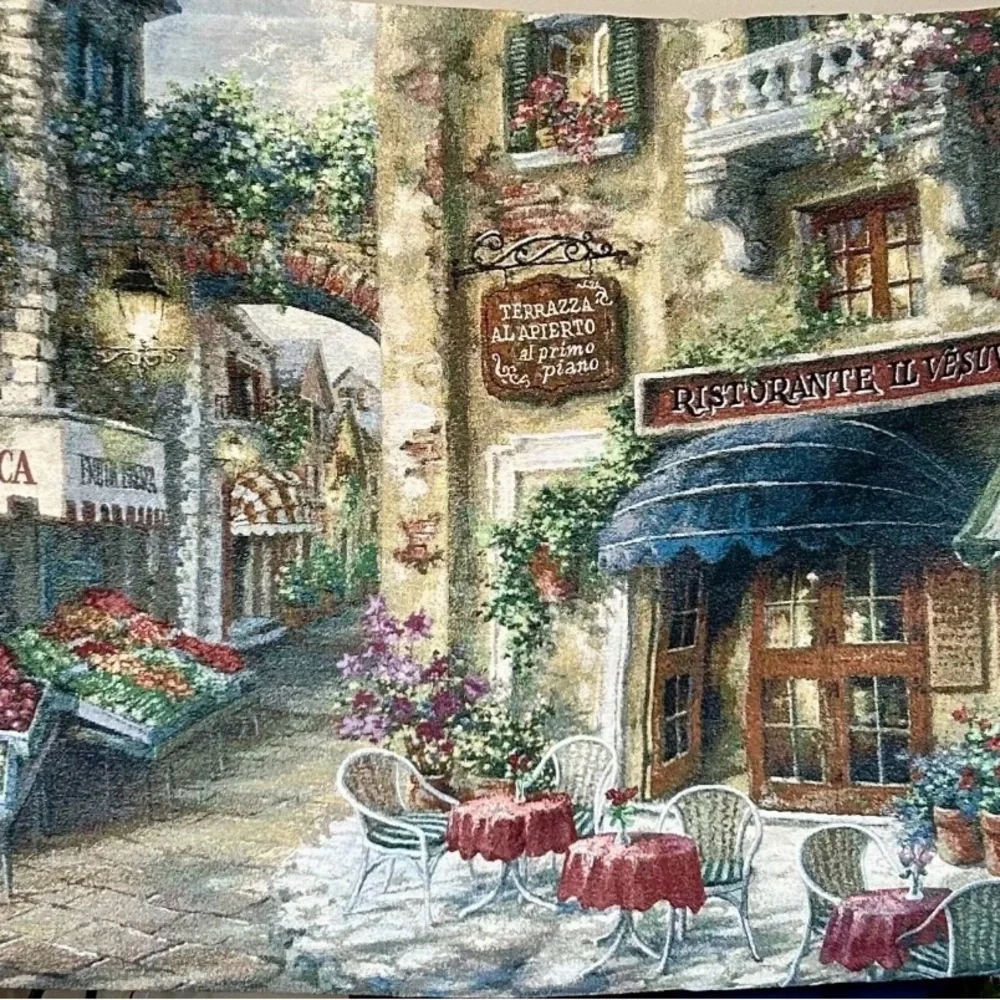 Tapestry Wall Hanging, Buon Appetito Artist N. Boehme Restaurant Tapestry Art